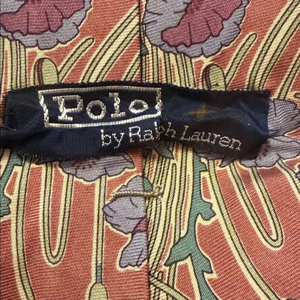 RALPH LAUREN Tie Polo Silk VINTAGE Pink Floral FAST SHIPPING 3368-13